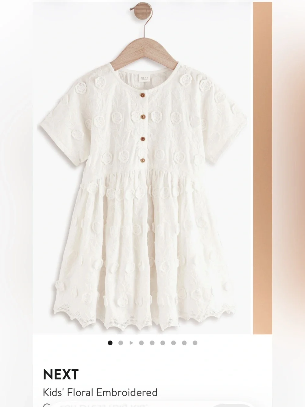 next White Embroidered Rose-Detail Girls Dress